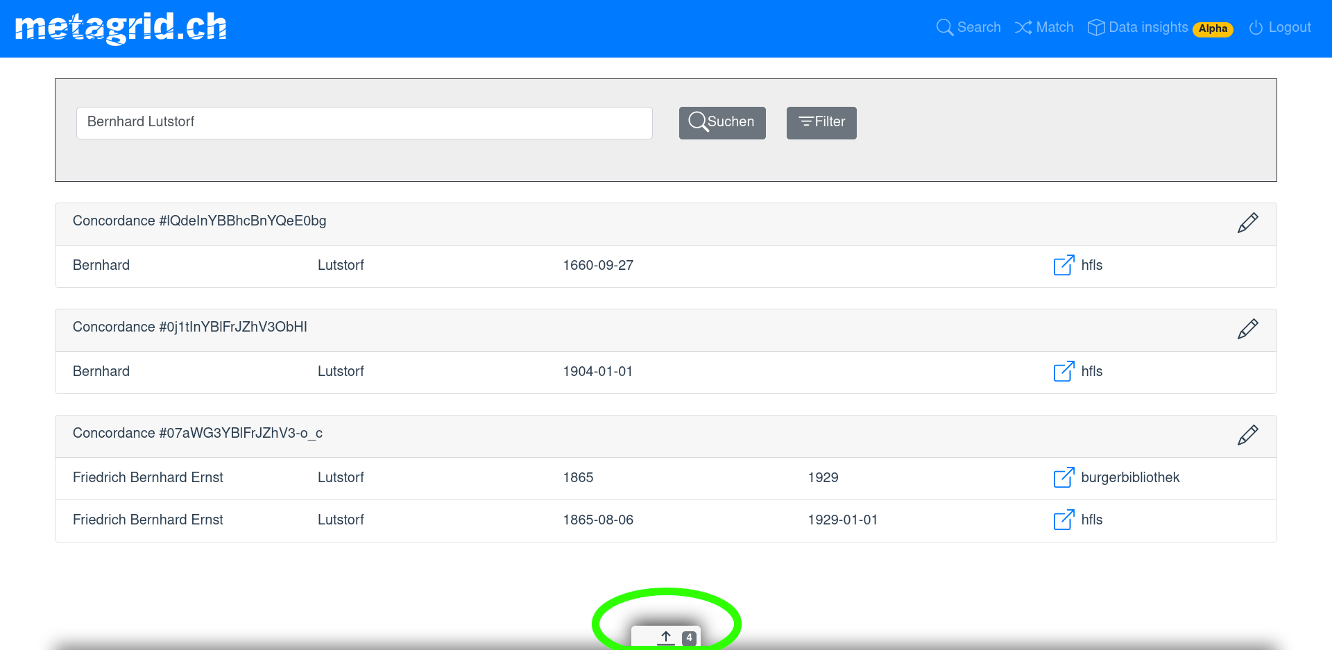 concordances get collected at the bottom of the page